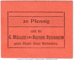 Notgeld Buchdruckerei Besigheim , 20 Pfennig Schein in kfr. Tieste 0555.05.03 o.D. Württemberg Verkehrsausgabe