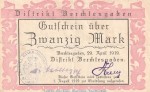 Notgeld Distikt Berchtesgaden , 20 Mark Schein in gbr. Geiger 038.05 von 1919 , Bayern Grossnotgeld
