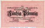 Notgeld Emmendingen , 50 Pfennig Schein in kfr. Tieste 1705.05.28 , von 1917 , Baden Verkehrsausgabe