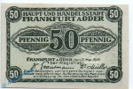 Notgeld Frankfurt Oder , 50 Pfennig Schein in kfr. Tieste 1935.05.05 , von 1917 , Brandenburg Verkehrsausgabe