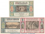 Notgeld Gemeinde Möllenbeck 893.1 , Set mit 3 Scheinen in kfr. von 1921 , Niedersachsen Serien Notgeld