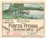 Satrup , Notgeld 50 Pfennig mit Aufdruck in kfr. M-G 1168.2.d , Schleswig Holstein o.D. Seriennotgeld