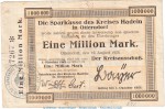 Notgeld Hadeln b. Otterndorf , 1 Million Mark Schein in gbr. Keller 2036.e-f von 1923 , Niedersachsen Inflation