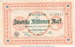 Notgeld Handelskammer Osnabrück , 20 Millionen Mark Schein in gbr. Keller 4207.d von 1923 , Niedersachsen Inflation