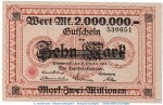 Notgeld Handelskammer Osnabrück , 2 Millionen Mark Schein in kfr. Keller 4207.c o.D. Niedersachsen Inflation