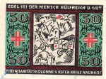Notgeld Naunhof , rotes Kreuz , 50 Pfennig Schein Nr 5 , Mehl Grabowski 929.1 , von 1921 , Sachsen Seriennotgeld
