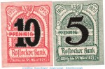 Notgeld Rostocker Bank , Set mit 2 Scheinen in kfr. Tieste 6220.15.10-11 von 1920 , Mecklenburg Verkehrsausgabe