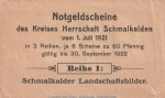 Notgeld Schmalkalden , Umschlag Serie 1 , Verkaufsverpackung zu Mehl Grabowski 1184.1 , von 1921 , Thüringen Seriennotgeld