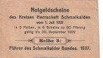 Notgeld Schmalkalden , Umschlag Serie 3 , Verkaufsverpackung zu Mehl Grabowski 1184.3 , von 1921 , Thüringen Seriennotgeld