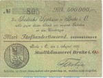 Notgeld Stadtkämmerei Brake , 500.000 Mark Schein in gbr. Keller 548.b von 1923 , Niedersachsen Inflation