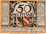 Notgeld Stadt Kaufbeuren , 50 Pfennig Schein in kfr. Tieste 3415.05.05 von 1918 , Bayern Verkehrsausgabe