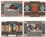 Notgeld Stadt Lübbecke 819.2.b , Set mit 4 Scheinen ohne Kennummer in kfr. von 1921 , Westfalen Seriennotgeld