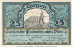 Notgeld Stadt Torgau 1331.1 , 25 Pfennig Schein -dunkelblau- in kfr. von 1921 , Sachsen Seriennotgeld