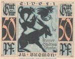 Notgeld Tivoli Bremen 180.1.b , 50 Pfennig Schein hellblau in kfr. o.D. Bremen Seriennotgeld