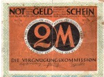 Notgeld Vergnügungskommission Düsseldorf 301.1 , 2 Mark Schein in gbr. von 1921 , Westfalen Seriennotgeld