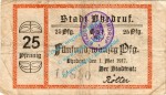Ohrdruf , Notgeld 25 Pfennig Schein in gbr. Tieste 5350.05.16 , Thüringen 1917 Verkehrsausgabe