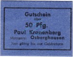 Osberghausen , Notgeld 50 Pfennig Schein unc-kfr. Schöne 3385 , Westfalen o.D. Notgeld 1945-48