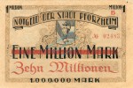 Pforzheim , Überdruck 10 Millionen Mark Schein gbr. Keller 4292.g , Baden 1923 Inflation