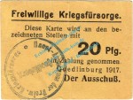 Quedlinburg , Notgeld 20 Pfennig Schein in gbr. Tieste 5835.05.26 , Sachsen Anhalt 1917 Verkehrsausgabe
