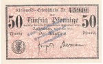 Rastenburg , Notgeld 50 Pfennig Schein in kfr. Tieste 5905.05.10 , Ostpreussen 1919 Verkehrsausgabe