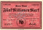 Rees , Banknote 5 Millionen Mark Schein gbr. Keller 4467.a , Rheinland 1923 Inflation