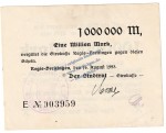 Regis Breitingen , Banknote 1 Million Mark Schein in gbr. Keller 4479.e , Sachsen 1923 Grossnotgeld - Inflation