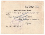Regis Breitingen , Banknote 50.000 Mark Schein in gbr. Keller 4479.e , Sachsen 1923 Grossnotgeld - Inflation