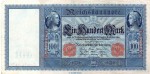 Reichsbanknote , 100 Mark Schein weiß in gbr. DEU-39, Ros.43, P.42 , vom 21.04.1910 , deutsches Kaiserreich