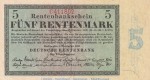 Reichsbanknote , 5 Renten Mark in f.kfr. DEU-201.a, Ros.156, P.163 , vom 01.11.1923 , Weimarer Republik - Rentenbank