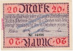Rendsburg , Banknote 20 Mark Schein in gbr.E , Geiger 447.03 , Schleswig 1918 Grossnotgeld