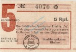 Rheine , Notgeld 5 Pfennig Schein L-gbr. Schöne 0511 , Westfalen 1947 Notgeld 1945-48Rheine , Notgeld 5 Pfennig Schein L-gbr. Schöne 0511 , Westfalen 1947 Notgeld 1945-48