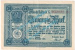 Rostock , Banknote 20 Mark Schein in gbr. Geiger 454.3.b , Mecklenburg 1918 Grossnotgeld