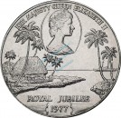 Samoa Sisifo , 1 Dollar Münze 1977 -Royal Jubilee Elizabeth II- KM.24 vz-stgl -0264-