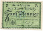 Schleiz , Notgeld 5 Pfennig Schein unc-kfr. Ti.6550.05.15 TH 1919 Verkehrsausgabe -4308-