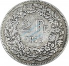 Schweiz , 2 Franken Münze 1875 B -stehende Helvetia- KM.49 ss. -0248-