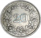 Schweiz , Kursmünze 20 Rappen 1943 B -Kopf mit Krone- KM.29.a ss -0231-