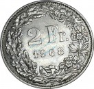 Schweiz , Kursmünze 2 Franken 1968 B -Helvetia mit Schild- KM.21.a ss-vz -0227-