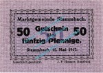 Stammbach , Notgeld 50 Pfennig Schein in kfr. Tieste 7070.05.05 , Bayern 1917 Verkehrsausgabe