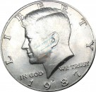 USA , Kursmünze Half Dollar 1987 P -Kennedy- KM.A202b ss-vz , -0210-